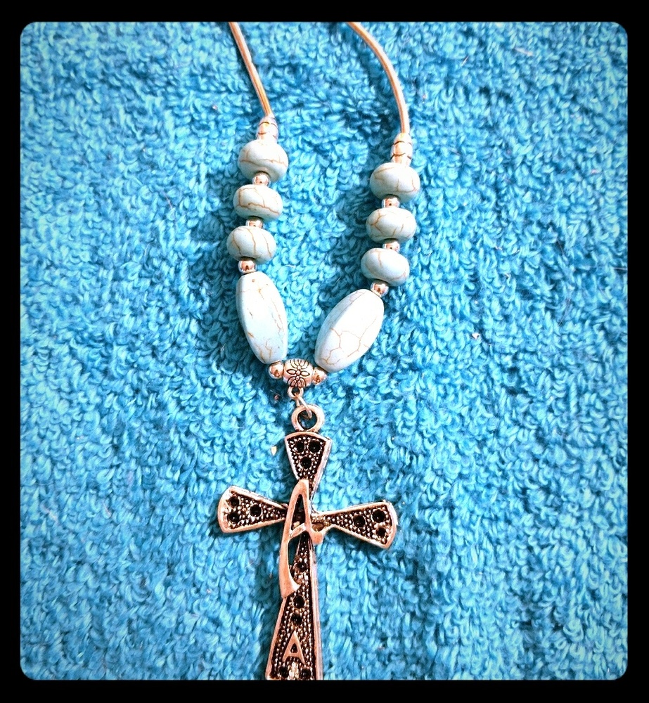 Copper and Faux Turquoise Necklace